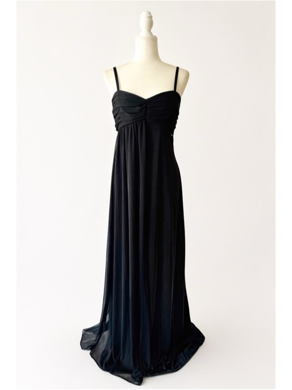 Exotik Black Elegant Maxi Dress 
with Ruched Bodice - Size Medium